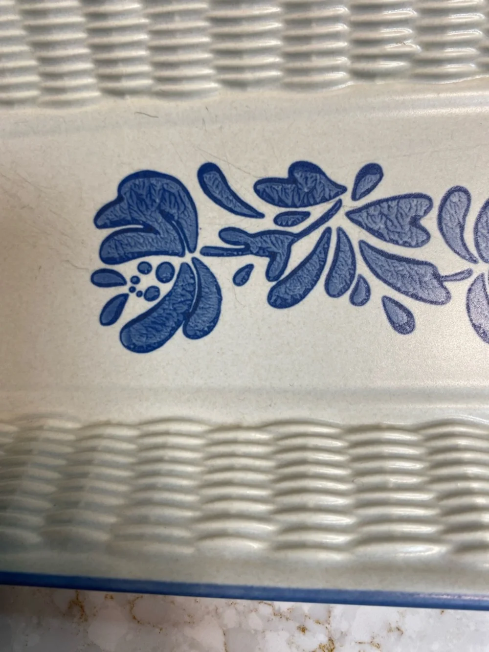 Pfaltzgraff Cream and Blue Rectangular Ceramic Serving Dish